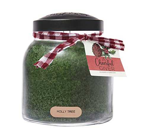 A Cheerful Giver - Holly Tree - 34oz Papa Scented Candle Jar - Keepers of the Light - 155 Hours of Burn Time, Candles Gifts for Women