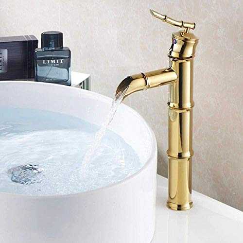 Faucet Bathroom Classic Waterfall Basin Faucets Creative Bamboo Shape Gold-Plating Sink Taps Toilet Single Handle Mixer Tap Friendship Lasts