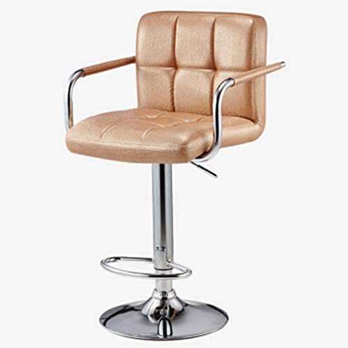 LYY Bar Stools Stools Can Be Raised And Lowered Back Bar Chairs Swivel Chair High Stools Bar Stools Bar Gold, Black Shiny Leather (color : Gold)