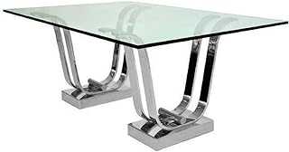 Casa Padrino luxury dining table silver 220 x 120 x H. 75 cm - Rectangular metal kitchen table with glass top - Dining room furniture - Kitchen furniture - Luxury furniture