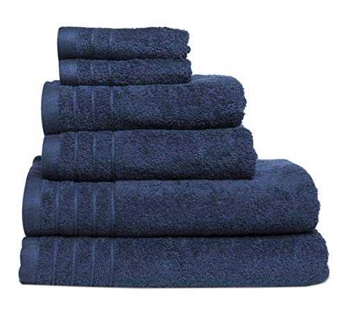 Casa De Rococo 6 Pieces Cotton Bathroom Towel Set – Bale set Include 2 Bath Towels 70x130, 2 Hand Towels 50x90 & 2 Face Clothes 30x30, 500 GSM in Navy Color