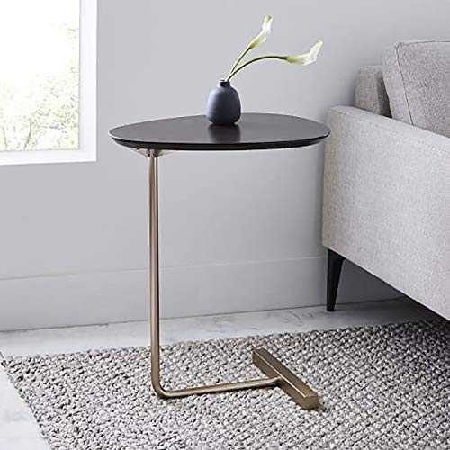 jinyi2016SHOP Side Table End Table Living Room Sofa Laptop C Shaped Couch Side Table with Wooden Top Snack Side End Table for Coffee Sofa Living Room Bedroom Tea Table Coffee Table (Color : Black)