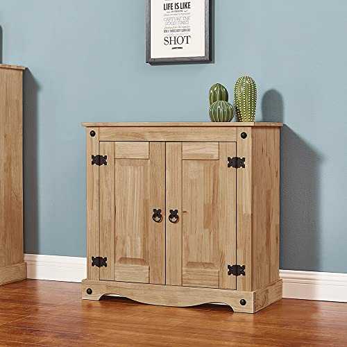 Solid Pine Wood Sideboards Cabinet Mexican Style Storage Cupboards for Bedroom Kitchen Hallway Living Room (Type 1)