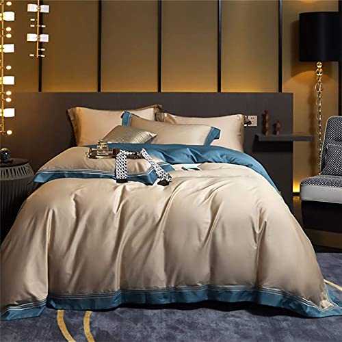 FGDSA Luxury 600Tc Egypt Cotton Silky Smooth Bedding Set Embroidery Edge Duvet Cover Bed Sheet Pillowcases Queen King Size 4Pcs (Color : 3, Size : King Size 4Pcs)