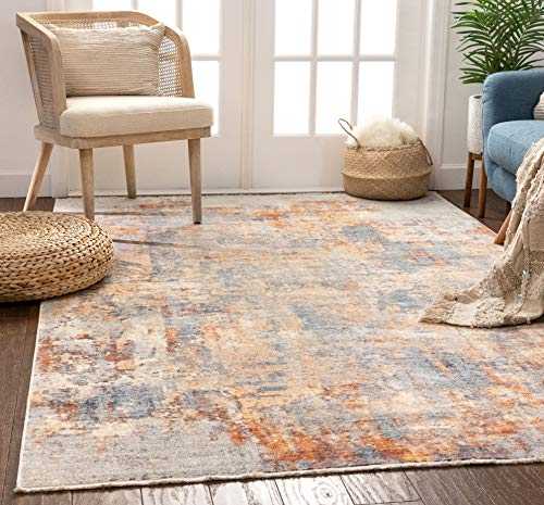 Well Woven Nelson Multi Blue & Orange Vintage Abstract Area Rug 240 x 300 cm (7'10" x 9'10" ft.)