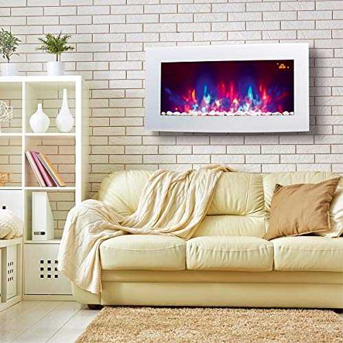 TruFlame 2021 7 colour Side LEDs Wall Mounted Arched White Glass Electric Fire with Pebble Effect (88cm wide)
