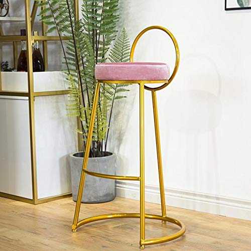 Iron Bar Chair High Stool, Velvet Bar Chair, Gold Bar Chair With Backrest, Modern Chair With Bar Height, Can Be Used In Bar, Cafe, Restaurant, Kitchen (Color : B Seat height 65CM)