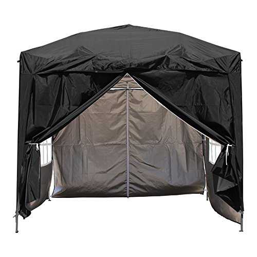 Greenbay 2.5x2.5m Pop Up Gazebo - Frame & Canopy & 4 Sides & Carringbag Outdoor Marquee Tent - Party Wedding Tent Gazebo with Silver Protective Layer (Black)