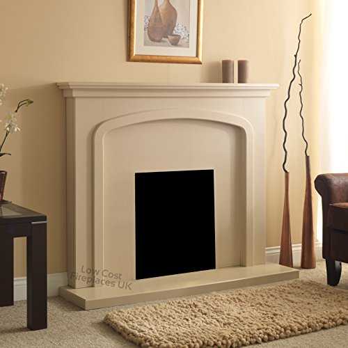 Electric Cream Beige Stone Effect Modern Wall Freestanding Fire Surround Fireplace Suite Large 54"
