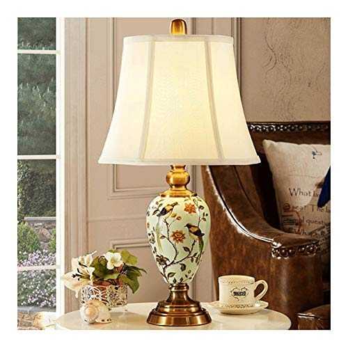 Desk Lamps Retro Ceramic table lamp with Double White Fabric Shade Gourd Bedside Lamp,Desk Lamp for Bedside table, study room,living room Table Lamps (Color : Table Lamp D)