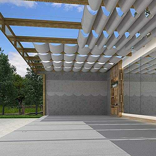 AWAING Extendable Shade Cover for Patio Pergola Wave Canopy Cover Retractable Roman Sail Shade UV Protection Permeable Slide on Wire Cable Drop Trellis Roof Awning Shade Sail Rectangle(Color:Gray;Size