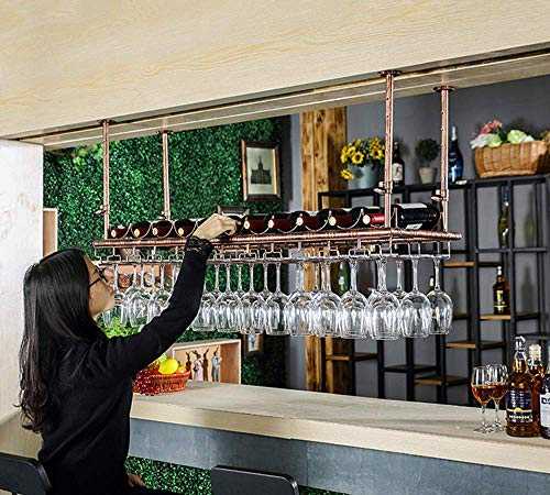 FYHH-JZHY Industrial Wine Racks Adjustable Height Upside Down Hanging Wine Glasses Drying Holder Rack Holds Any Type Of Stemware Glassware Wine Glasses And Flutes Rack,60Cm(23.6In),60Cm(23.6In)