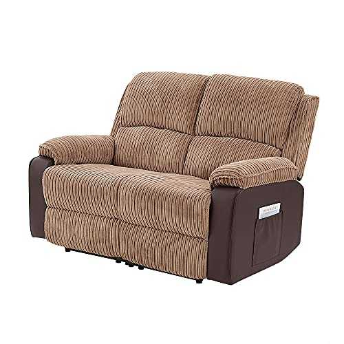 Panana Recliner 2 Seater Sofa Reclining Chairs Gaming Chair Manual Recliner For Living Room Lounge Office Theater Wingback Armchair For Reading Sleeping Cinema (Jumbo Cord Fabric Brown, 2 Seater)