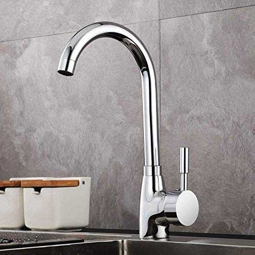 GAVAER Kitchen Tap,360 ° Rotating Chrome Finish Solid Brass Kitchen Mixer,Hot and Cold Water Tap,Compatible with Double Kitchen Sink