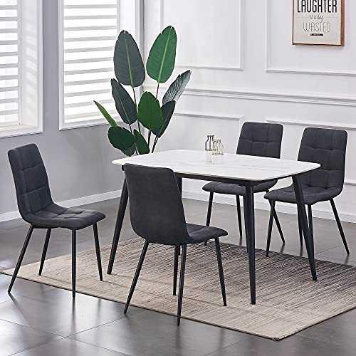 MCCDirect Set of 4 Faux Matte Suede Leather Dining Chairs With metal Legs home& restaurants henri [Black*Grey *Light Grey* Pink] (BLACK)
