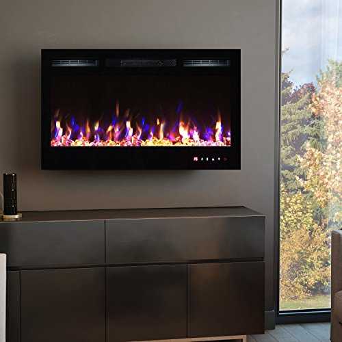 TruFlame 2021 NEW PREMIUM PRODUCT 36inch Black Wall Mounted Electric Fire with 3 colour Flames and can be inserted (Pebbles, Logs and Crystals)