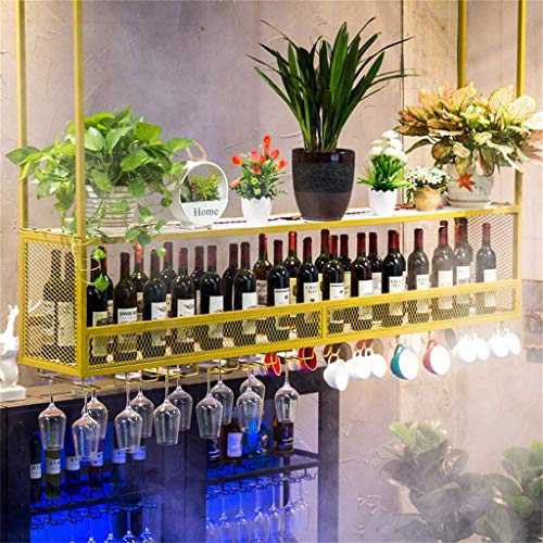 AERVEAL 2 - Tier Ceiling Wine Racks Metal Black Hanging Wine Cup Display Stand Dish Drainers Under-Cabinet Stemware Rack Organizer Cocktail or Champagne Flutes for Kitchen Bar Pubs or Restaurants Rac
