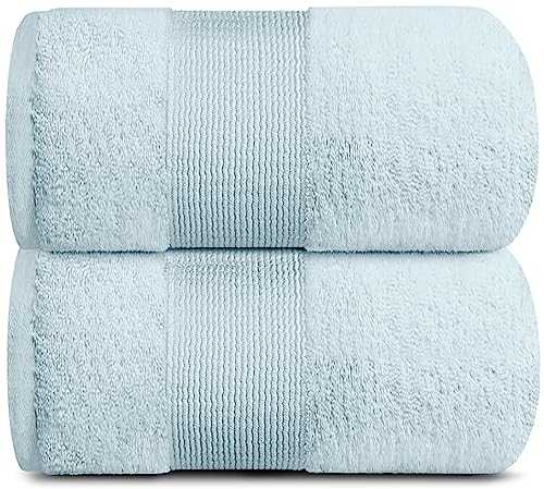 White Classic Resort Collection Soft Bath Sheet Towels | 35x70 Oversize Large Luxury Hotel Plush & Absorbent Cotton Bath Sheet [2 Pack, Light Blue]