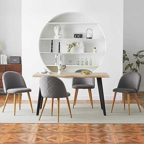 CLIPOP Set of 4 Dining Chairs, Grey Velvet Upholstered Kitchen Chairs with Backrest and Sturdy Metal Legs, Lounge Leisure Chairs for Living Room, Kitchen,Office and Restaurant