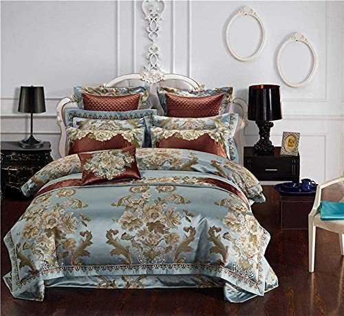 HJRBM Jacquard Bedding Sets 4/6/9pcs Duvet Cover Set Silk Cotton Blend Fabric Luxury Bedlinen,3,Queen Size 6pcs (3 King Size 4pcs)