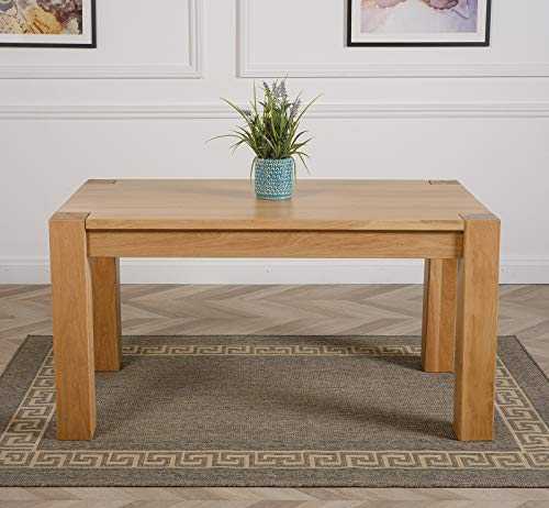 Kuba Solid Oak Dining Table 150cm x 85cm | Chunky Family Sized Wooden Dining Room Table by Oak Furniture King