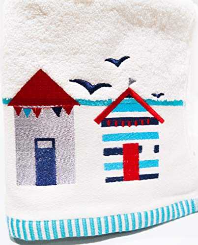 Lex's Linens Beach Hut & Birds Embroidered Towels (Bath Sheet)