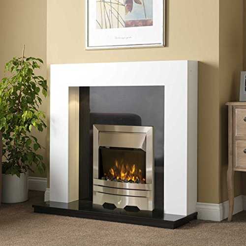 Electric White Surround Black Silver Steel Flame Fire Wall Free Standing LED Fireplace Suite Large 54"
