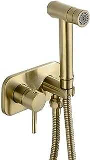 Bathroom Concealed Wall Mounted Hot and Cold Bidet Spray Set Hand Held Sprayer Shattaf Toilet Attachment,Brushed Gold