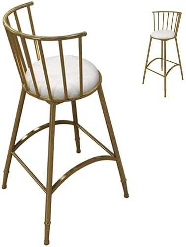 JYCCH High Back Bar Stools Simple Style High Stools Metal Barstools Chairs for Coffee Restaurant Kitchen Counter(Seat height: 65/75cm) Gold or Black (Gold Seat Height :65CM)