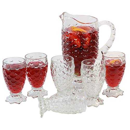 Upside-Down Pineapple Cocktail Jug and 6 Glass Set - Sundae Milkshake Pimm's Glasses