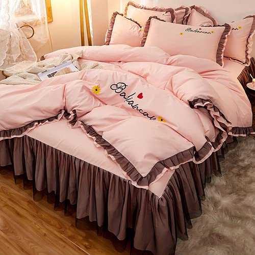 QINGGANGLING999 Throw Bedding Set Style Creative Luxury Bedding Set Lace Aesthetic Fluffy Bedding Set Bedroom Four-piece Suit Bedding Linen Set (Color : Style7, Size : 2.0m bed)