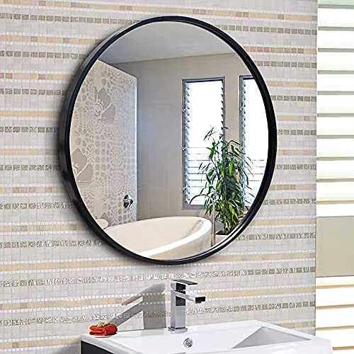 36x36 Round Mirror Black Frame, Round Bathroom Wall Mirror, Large Metal Frame Decor Mirror for Bathroom, Vanity