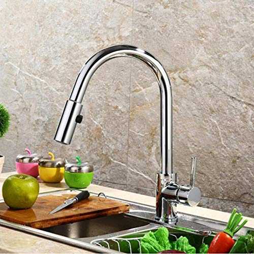 Huin Pull Out Brass Low Pressure Kitchen Faucet Black Colour Deck Kitchen Tap Mixer Pull Up