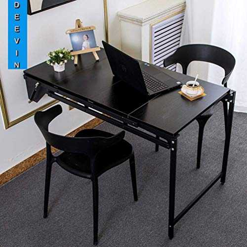 YXZQ Folding Dining Table, Multi-function Retractable Storage Rack, Space Saver, Solid Wood Wall Table, Study Desk