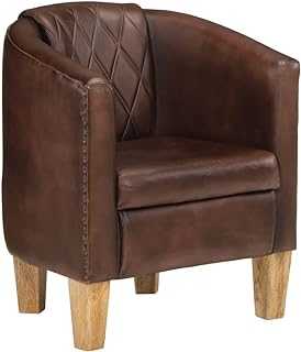 TEKEET Chairs,Arm Chairs, Recliners & Sleeper Chairs,Tub Chair Light Brown Real Leather