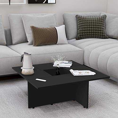 vidaXL Coffee Table Home Interior Living Room Furniture Accent Side Tea End Couch Sofa Laptop Snack Stand Black 79.5x79.5x30cm Chipboard