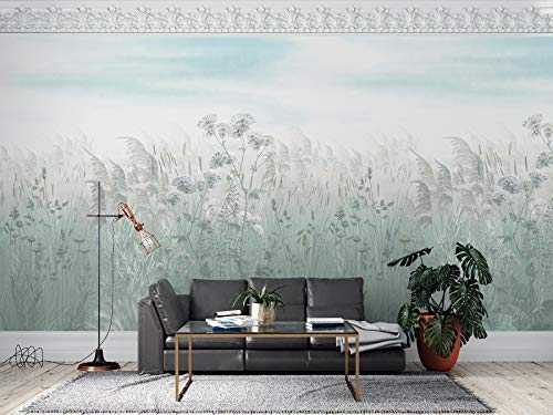SILK ROAD EU 500×280cm Silk Panoramic Wallpaper Soft Colours Reeds Max Width 15m for Living Room Bedroom Restaurant Kids Room Wall Decor