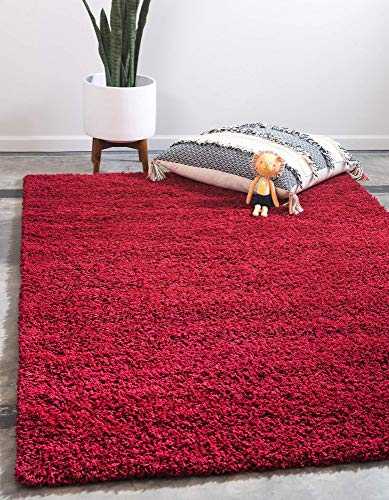 Bravich EXTRA -XX LARGE WINE RED Shaggy Rug 5 cm Thick Shag Pile Soft Shaggy Area Rugs Modern Carpet Living Room Bedroom Mats 300 x 400 cm (10ft x 13ft2)