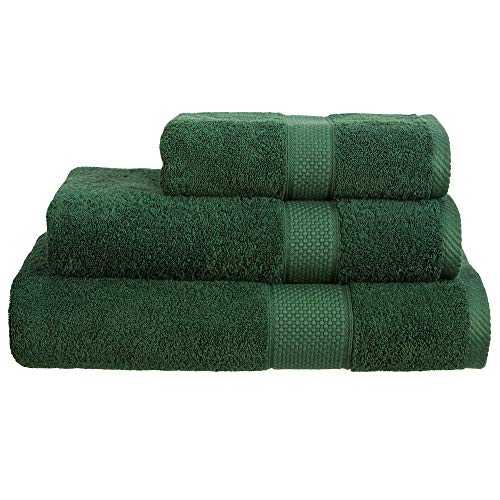 Linens Limited 100% Turkish Cotton 500gsm 4 Piece Guest Towel Set, Forest Green