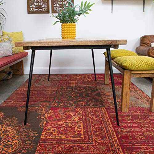 Large Traditional Red, Brown, Orange, Terracotta Living Room Area Rugs 9FT Moroccan Oriental Patchwork Rug 280cm x 365cm
