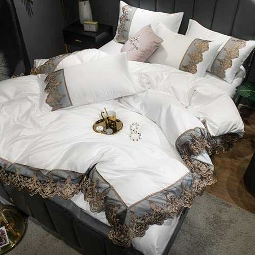 QINGGANGLING999 Throw Bedding Set Luxury Bedding Set With Lace Modern Design Simple Bedding Set Quilt Cover Set Four-piece Suit Bedding Linen Set (Color : Style7, Size : 2.0m bed)