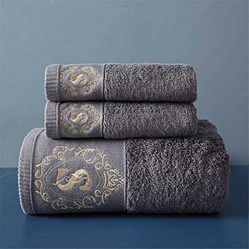 GANFANREN Cotton Towels Bathroom Face Bath Towel Set Soft Five Star Hotel Towel Adults Serviette (Color : B, Size : 3PCS Towel Set)