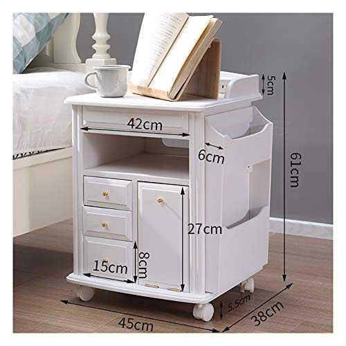 Accent Table Nightstand Bedroom Bedside Table Solid Wood Multifunctional Simple Storage Locker Pine Bedroom Bedside Cabinet Small Table (Color : B)