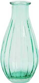 Talking Tables Green Glass Bud Vase for Flowers | Small Ribbed Narrow Necked Bottles for Home Décor, Arrangements, Wedding Centrepieces for Table Decorations, Windowsill, One Size