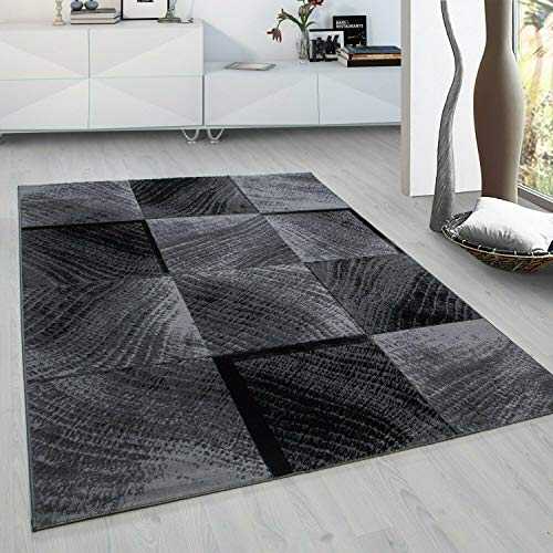 Modern Style Rug CHECK Design Black Grey Charcoal Rugs Living Room Extra Large Size Soft Touch Short Pile Carpet Area Rugs Non Shedding (80cm x 150cm (3ft x 5ft))
