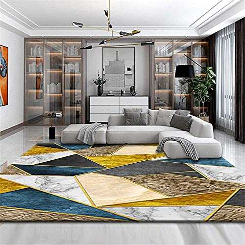 ZCYY kids rug Living Room Carpet Rectangle Modern Golden Blue Gray Geometric Triangle Balcony carpet Decorate boys room 180X250CM 5ft 10.9" X8ft 2.4"