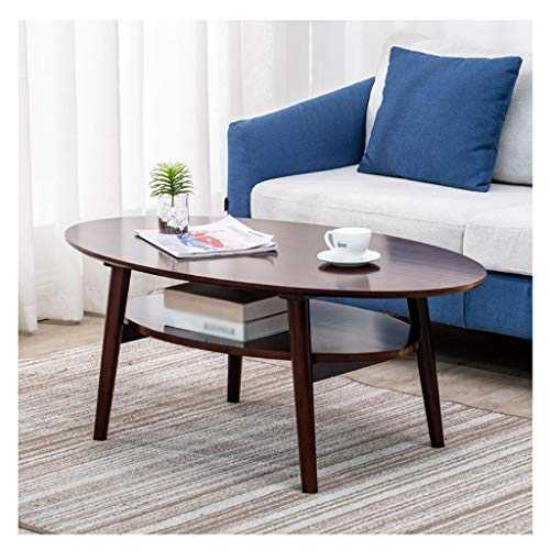 Coffee table Modern Simple Bamboo Coffee Table With Double Storage Shelf Practical End Table Living Room Sofa Oval Tea Table Side table (Color : Tea color, Size : 120 * 40.5cm)