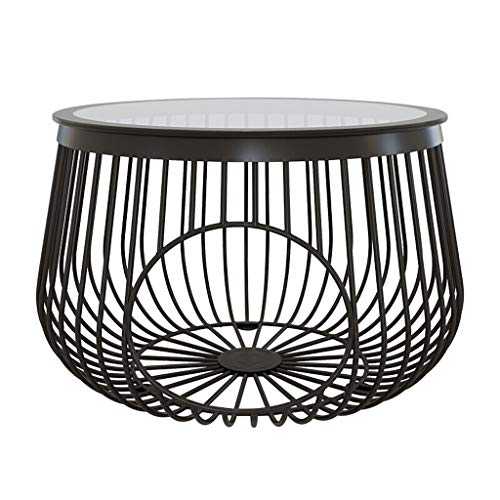 zlw-shop Sofa Table for Living Room Modern Minimalist Mobile Round Coffee Table Nordic Creative Wrought Iron Cat Cage Coffee Table Black End Table