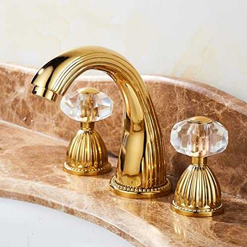 Retro Style Antique Two Handles Bathroom Faucets Brass Black Gold Sliver Three Holes Widespread Bath Taps Crystal Handle Bathroom Sink Faucets Contain with Supply Lines and Hot Cold Water