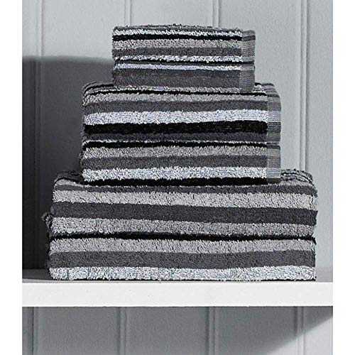 House & Home 100% Cotton 6-Piece Striped Towel Bale - 2x Small Bath Towels, 2x Hand Towels, 2x Face Cloths (Silver/Slate)